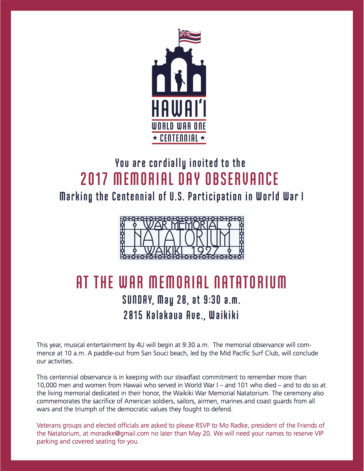 Memorial Day Invitation copy