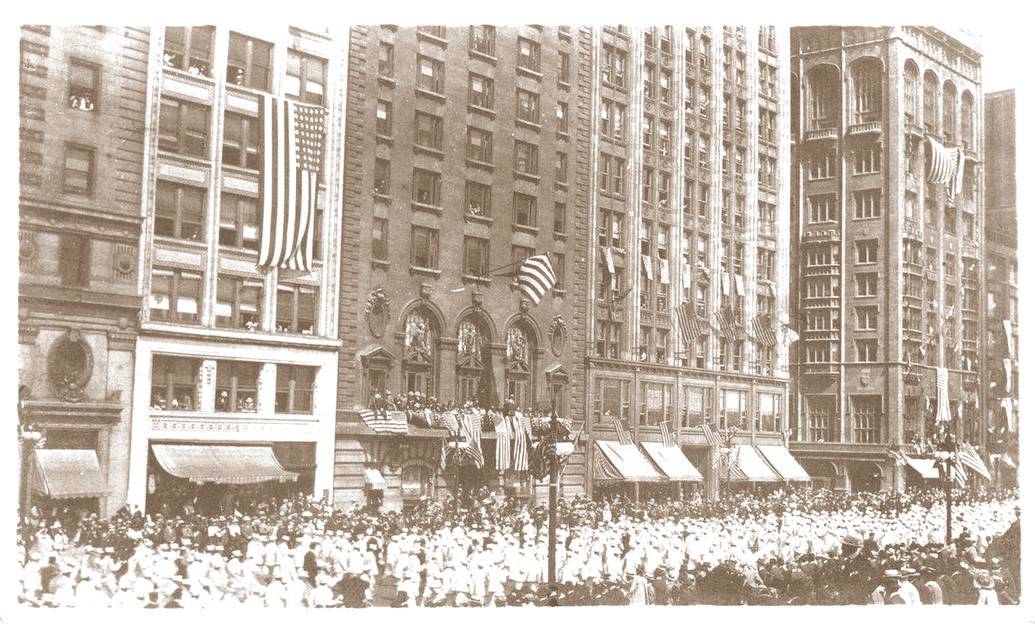 postcard chicago michigan ave preparedness parade getting people ready for ww i 1916