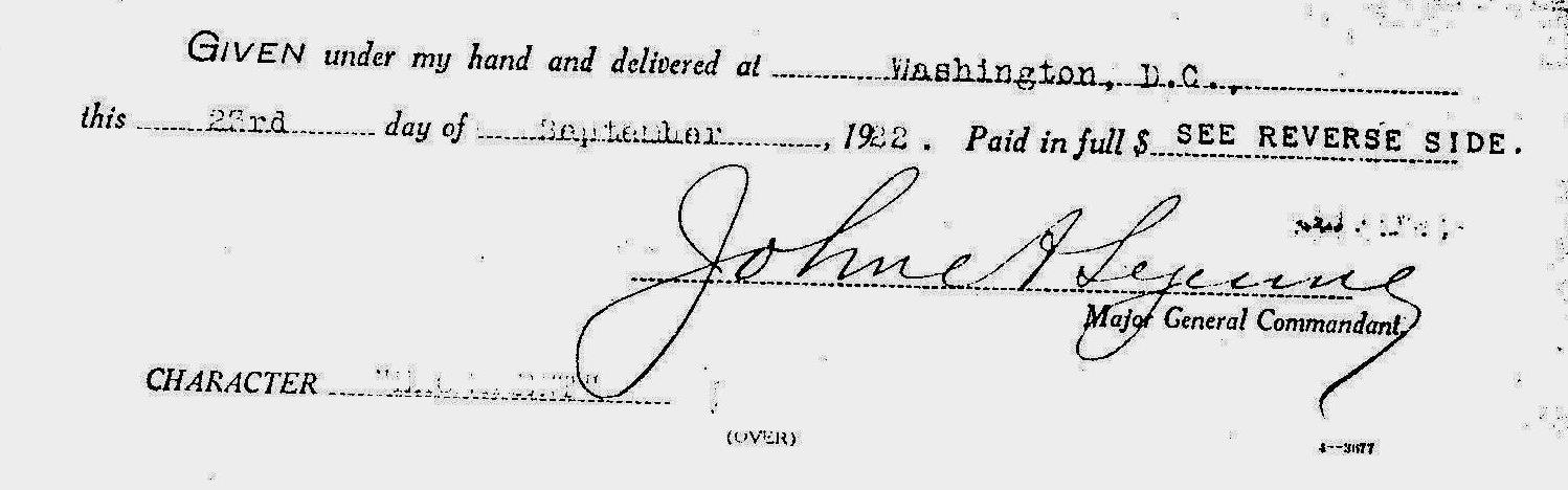 58232de5276de Mary Magdalene Reilly USMC Discharge 23 Sep 1922 LeJeune signature