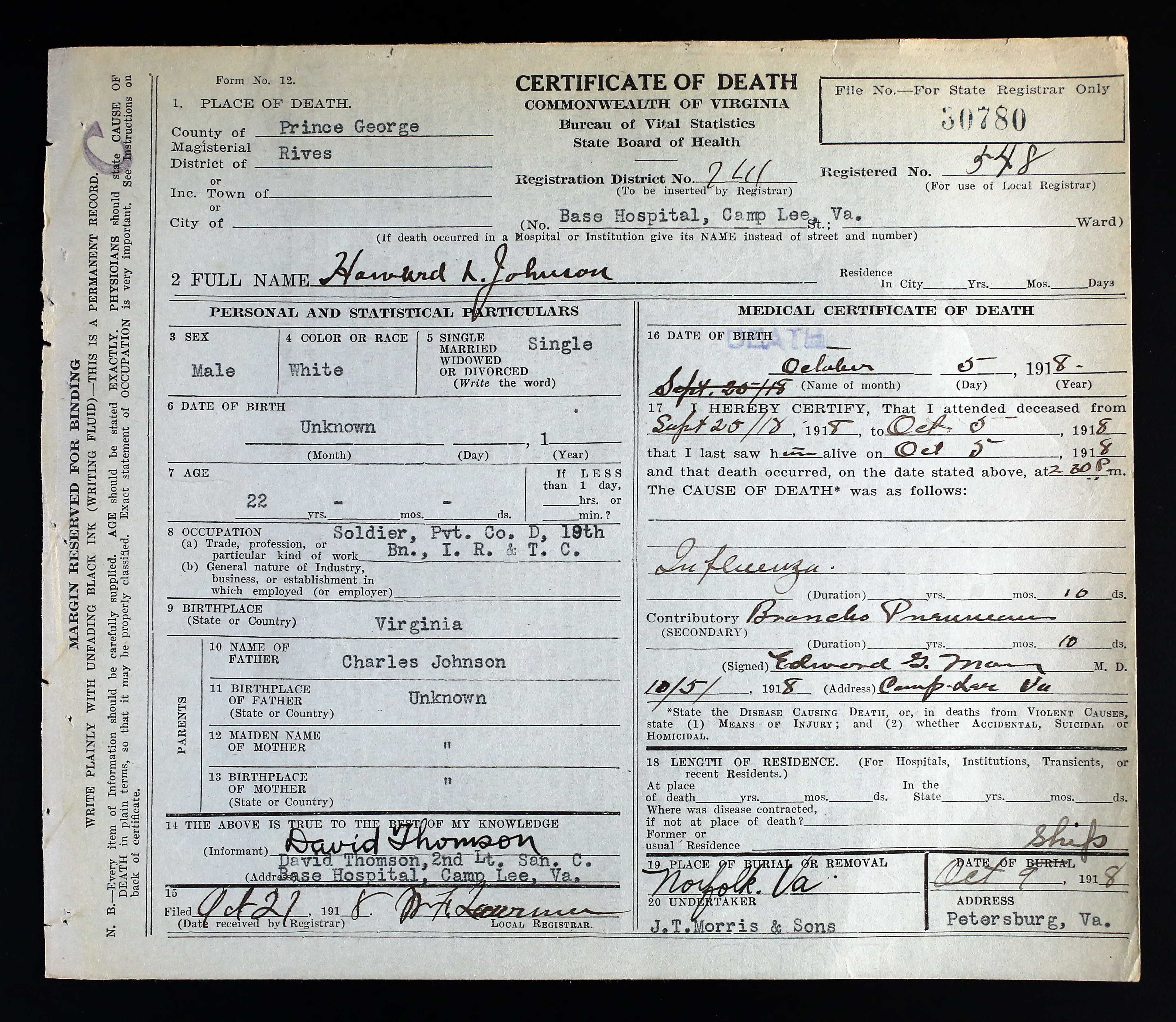 58e2ae057dcbe Johnson HL death cert 1918