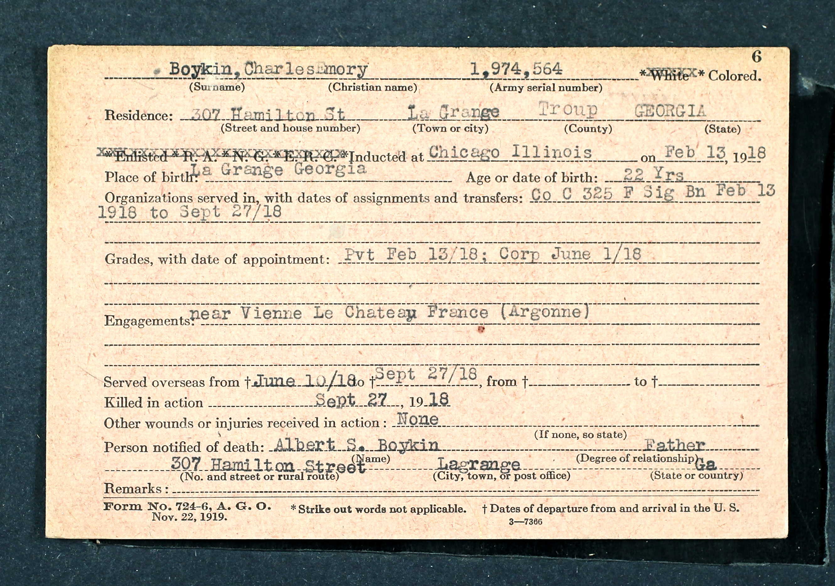 5be228a927c6b 1919 GA (WWI) BOYKINS, Cpl Charlie  DSRC 