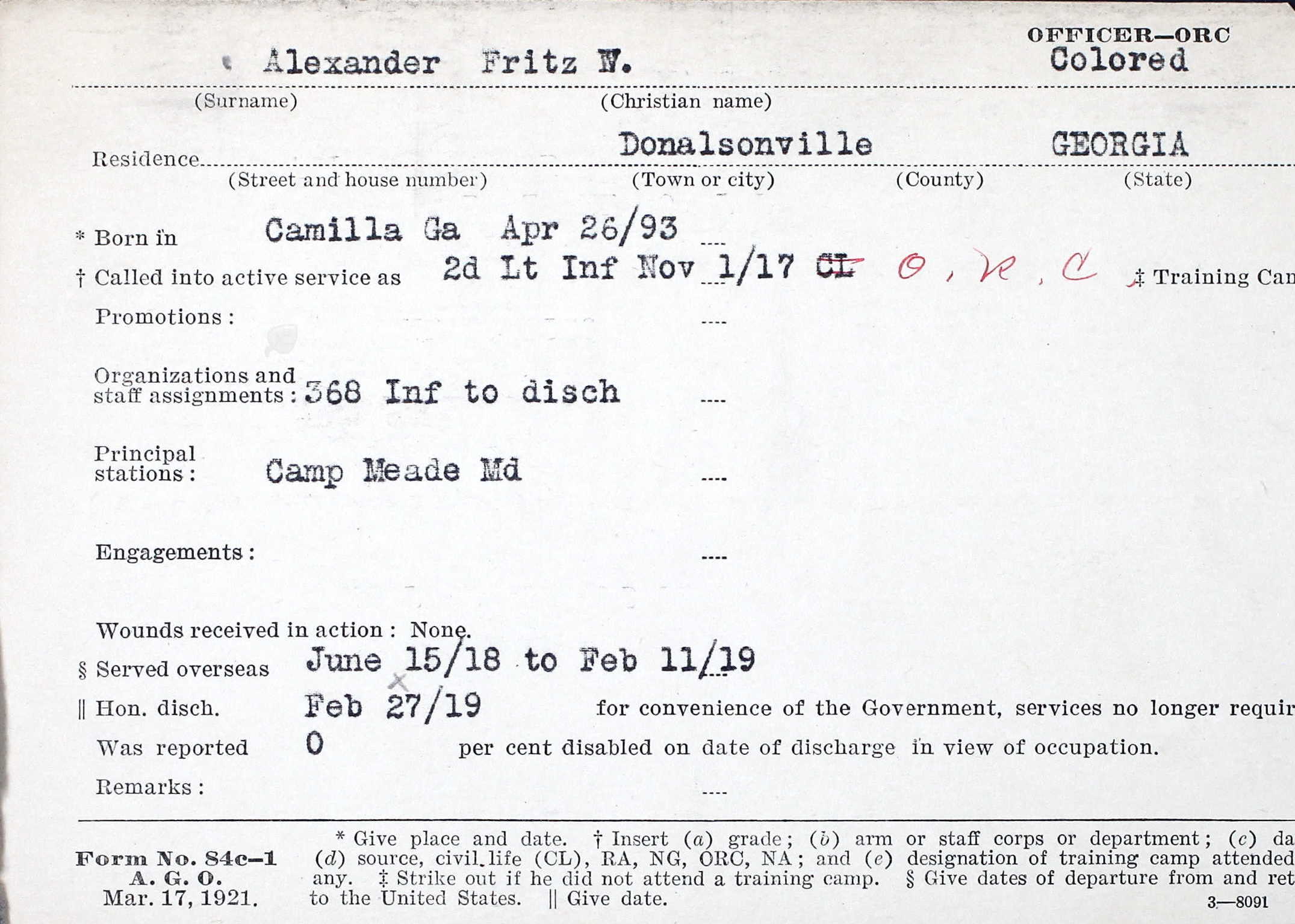 5d307cc21e7a0 1918 GA (WWI) 2Lt ALEXANDER, Fritz