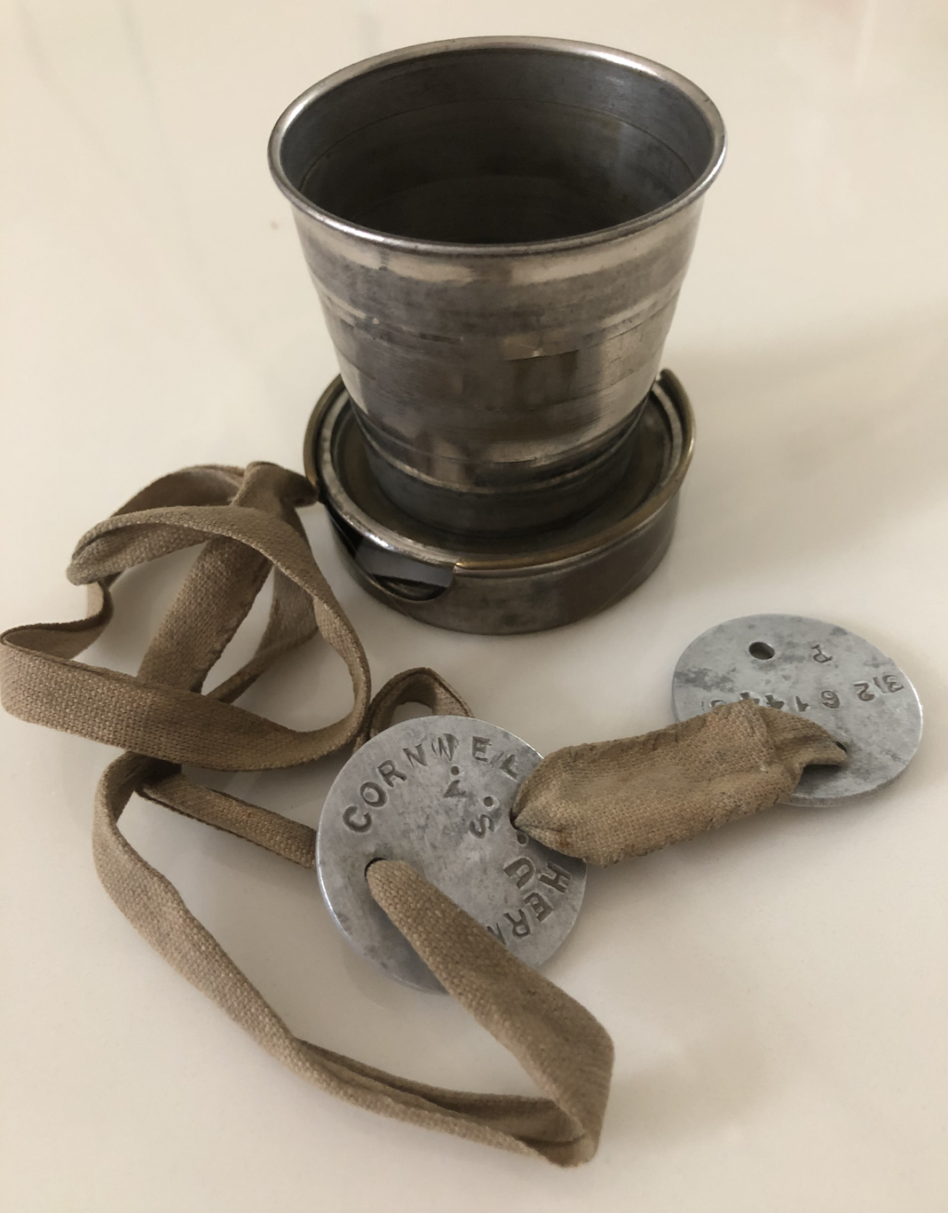 Cornwell dog tags and cup