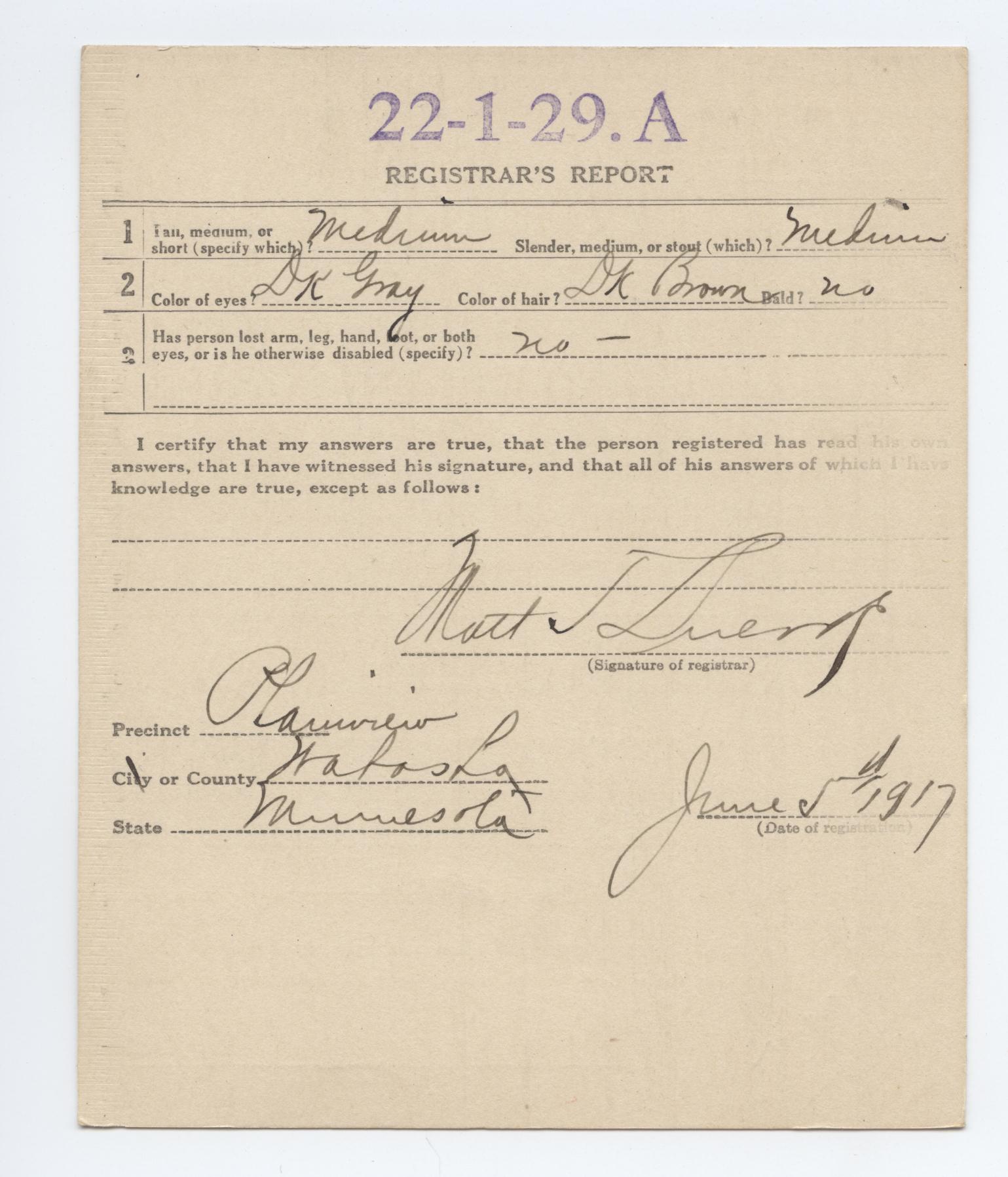 GKoenig_WWI_Draft_Card_Back