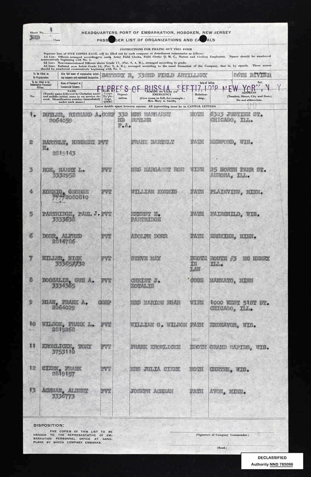 Koenig ship roster