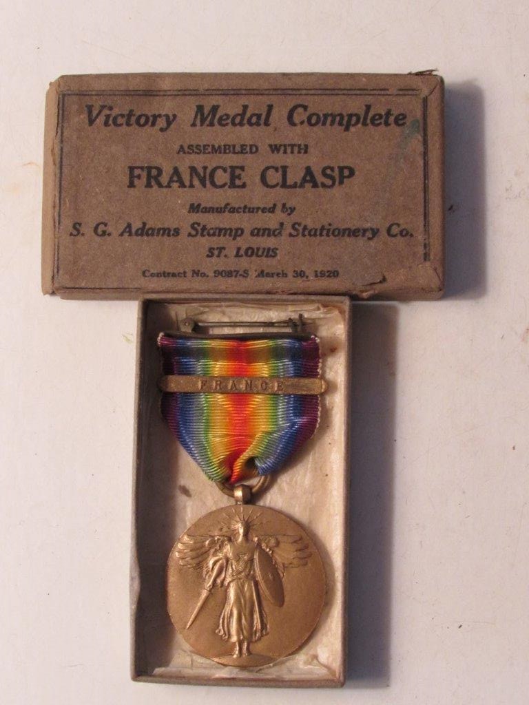 HE Carlson WWI victory medal