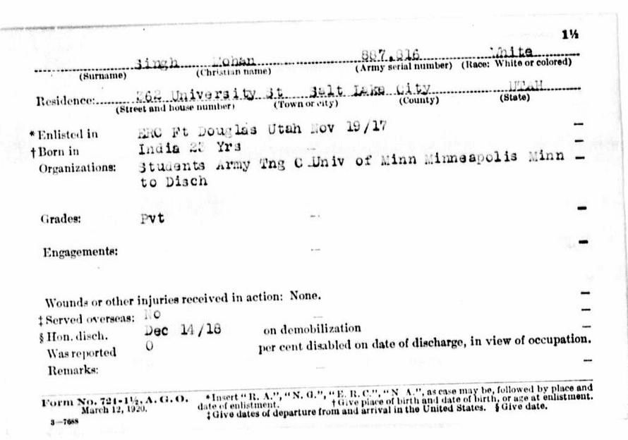 Mohan Singh discharge papers