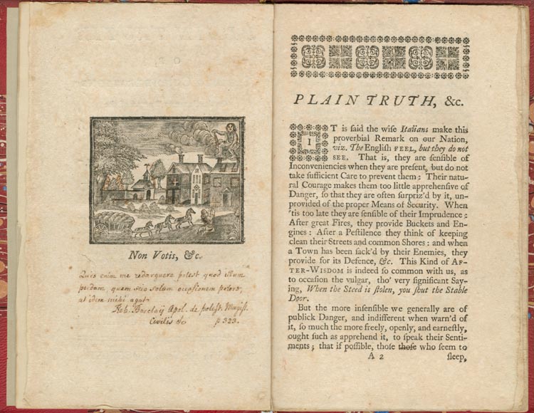 Pamphlet Plain Truth by Ben Franklin, 1747