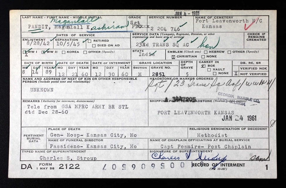 U.S. National Cemetery Interment Control Forms