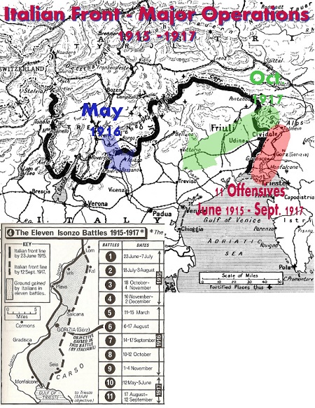 Map of the Italian Front, 1915 Map of the Italian Front, 1915