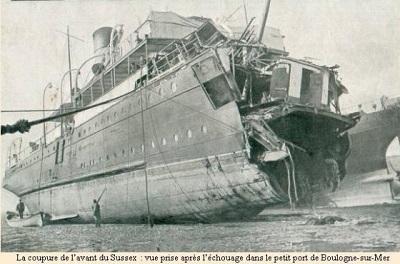 The Sussex torpedoed, April 1916.
