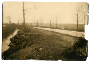 An American soldier poses with a German machine gun. (WVM Mss 15)
