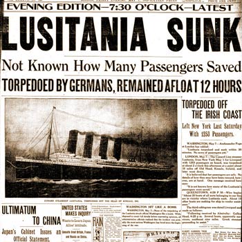 Lusitania sinking shift American anti-war sentiment