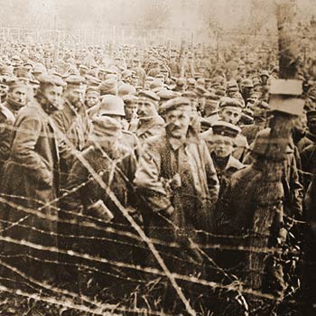 Prisoners of war in a German prisoner camp