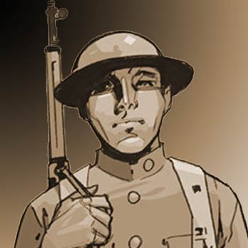 Yurok Native Army soldier drawn by Rahsan Ekedal