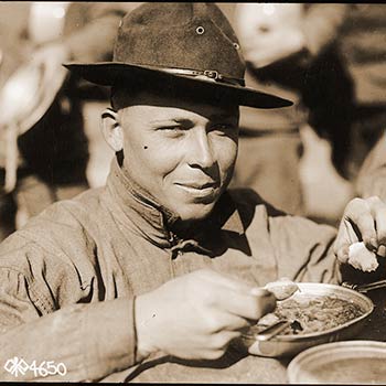 Library of Congress image of a US Army Soldier in the trenches from 1918