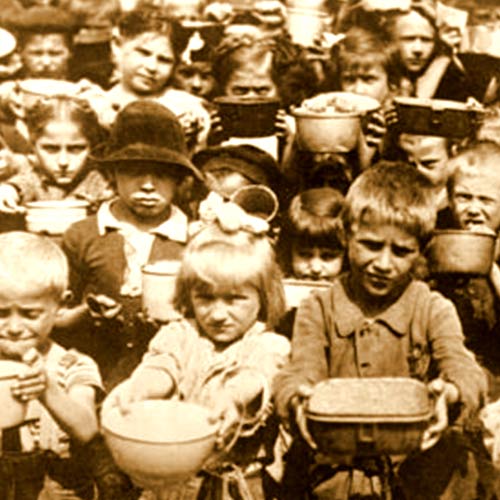 Hungry children's faces as war caused famine spreads