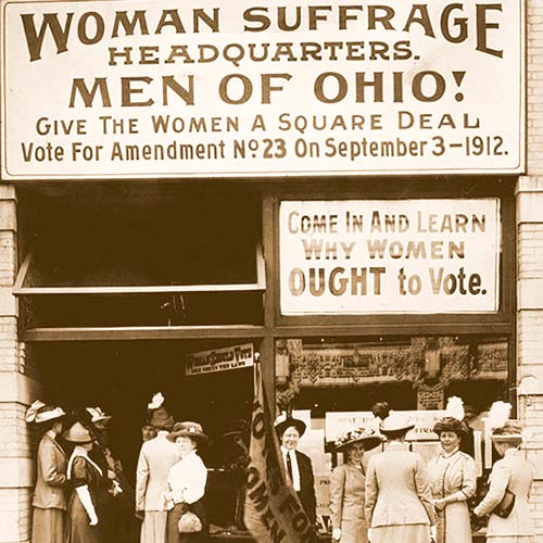 Storefront promoting the women's Suffrage