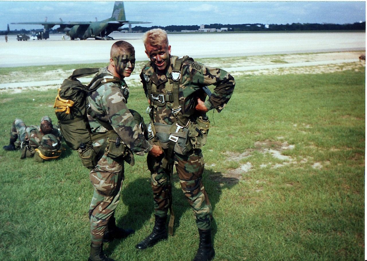 Seth Brady Tucker with fellow soldier during Gulf War, 1990-1991.
