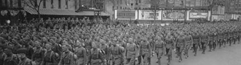 Marching troops panorama